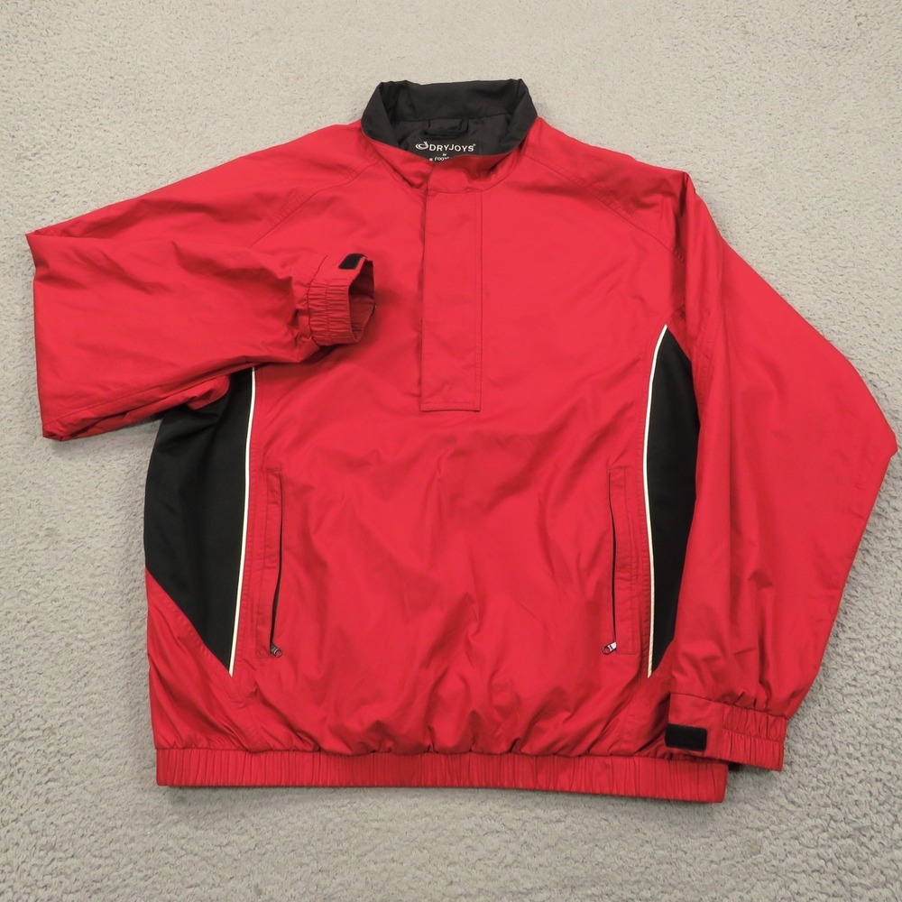 Footjoy DryJoys Jacket Mens Large Red Black Long Sleeve 1/2 Zip Rain Wind Shirt